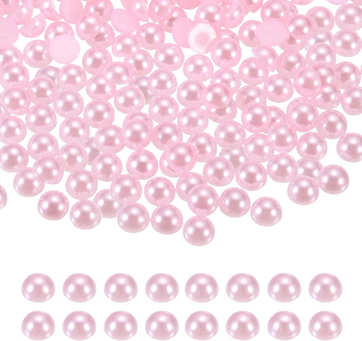 Kralen voor handwerk, 4 mm, halve parels, platte achterkant, edelsteen, kralen, losse strass-steentjes, voor doe-het-zelf, handwerk, kleding, tuimelversiering, nagels (roze)