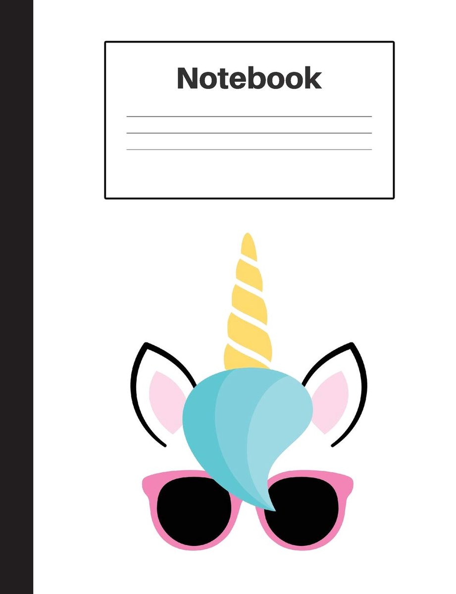 Unicorn Pink Glasses, Dot Grid, Notebook Home Office School Student Teacher Homeschool, 7.4 x 9.7 in, 200 pages for kids, school, home, students, teachers