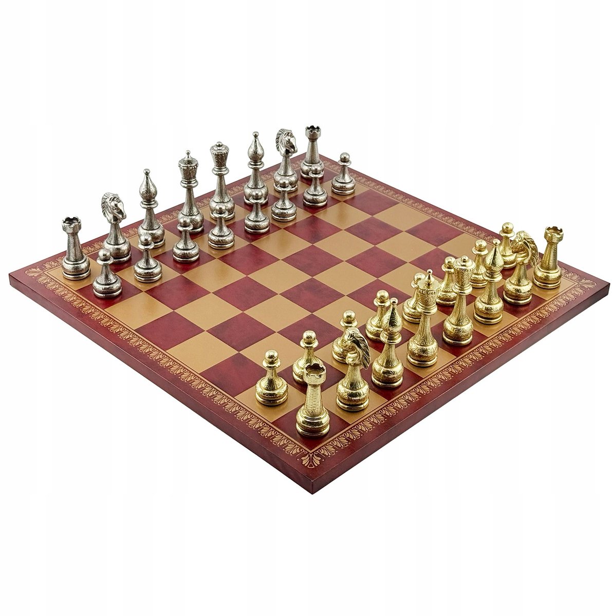 Luxe Italfama Metal Schakset Arabesque - Goud/Bordeaux