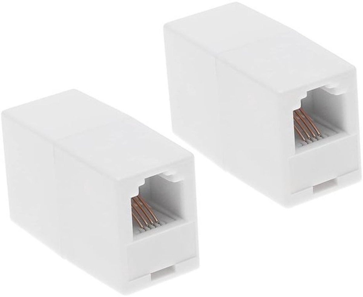 RJ11 Connector - Vrouwelijke naar vrouwelijke aansluiting - Compact en gebruiksvriendelijk - Wit - Telefoonlijn verlengen - Geschikt voor