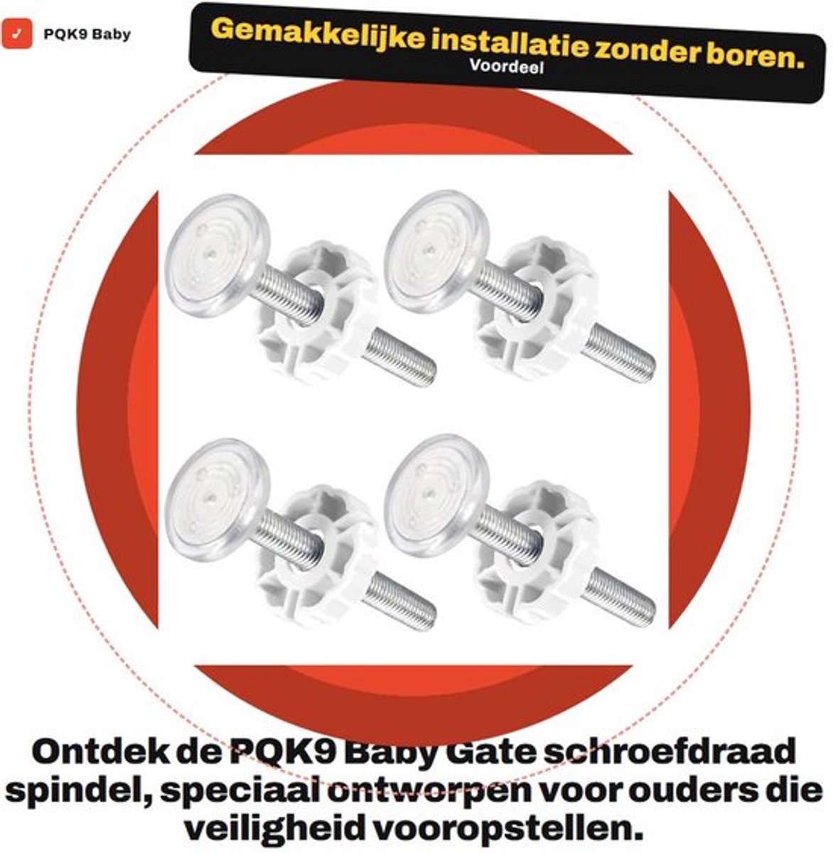 Baby Gate schroefdraad spindel - 4 stuks - 10mm diameter - 105mm lengte - 0-100mm verstelbaar - massief metaal - Veiligheidshekje