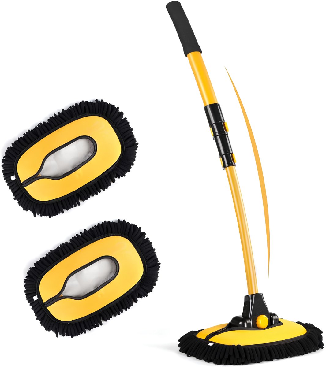LNMsolutions® Telescopische Wasborstel - Wasborstel - Autowasborstel - Geel/Zwart - 75cm x 50cm x 102cm