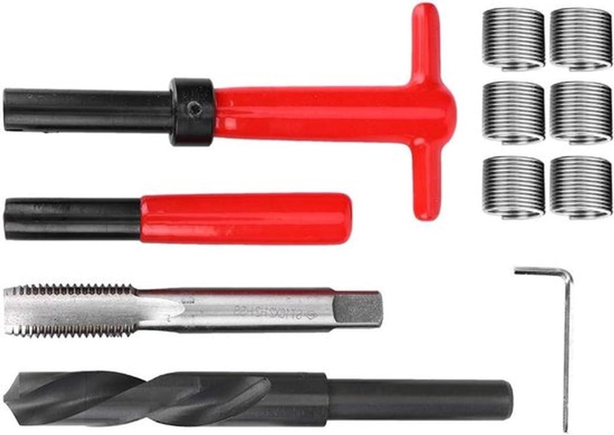Draadreparatieset - Schroefdraad inzetstukken - Beschadigde gaten repareren - Roestvrijstalen constructie - M16x2 - Zilver