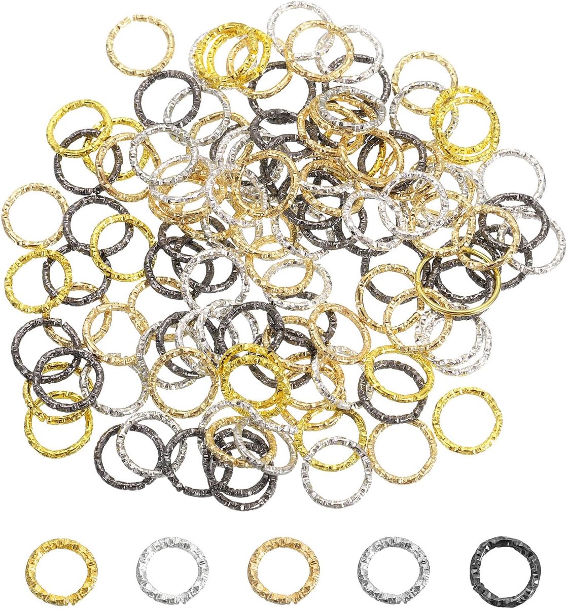 100 stuks open springringen, 10 mm, gevlochten O-ringen, voor het maken van sieraden, halskettingen, armbanden, knutselen, meerkleurig