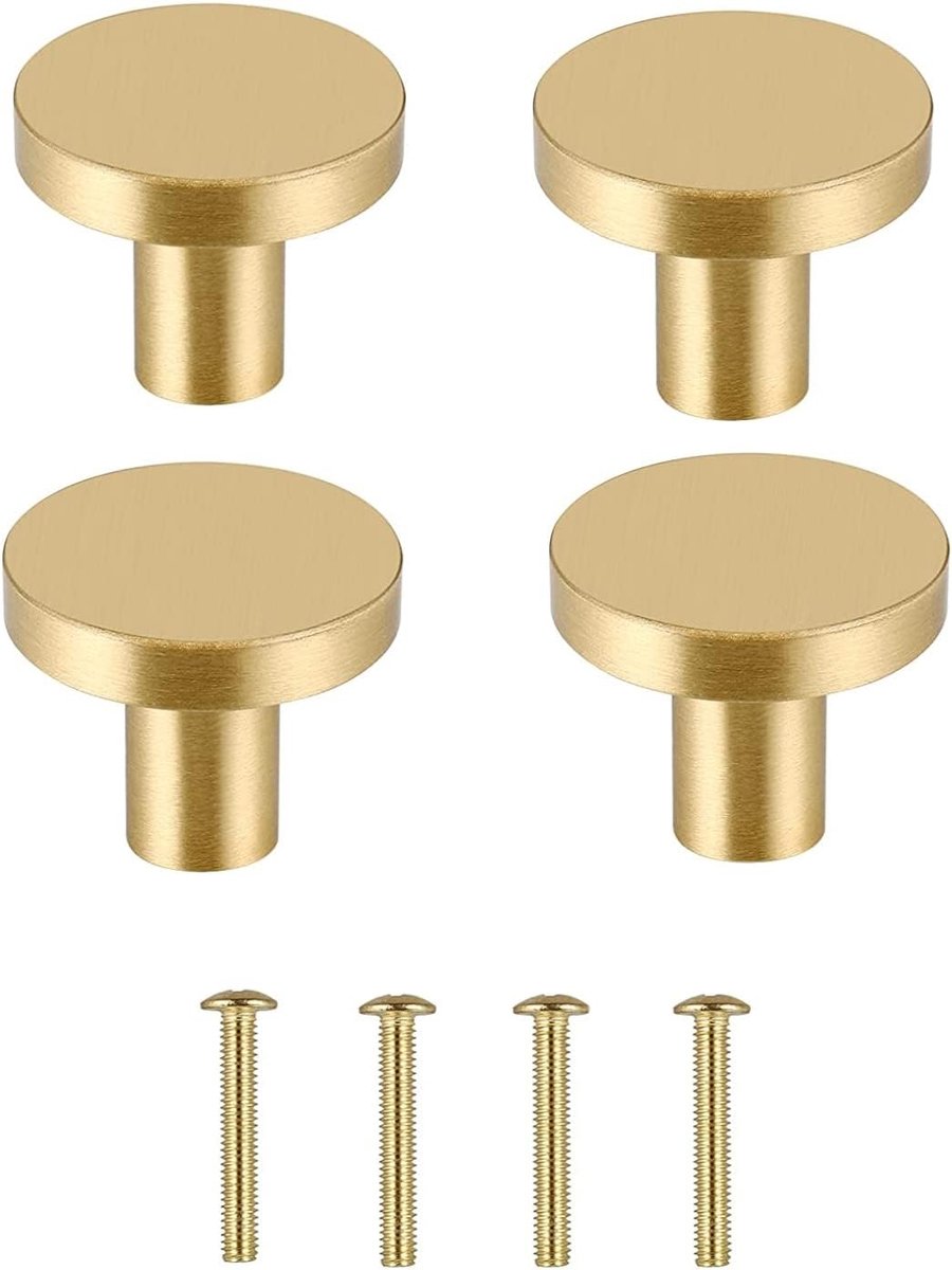 4 x Messing Ronde Kabinet Knoppen Keuken Kast Deur Handvat 25mm Voor Garderobe Deur Keuken Lade Deurgrepen