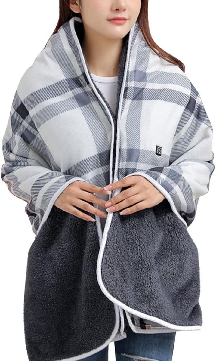 Elektrische Deken - Verwarmde Sjaal - Warm Blijven - 3 Warmte-instellingen - 150x85cm - Geruit