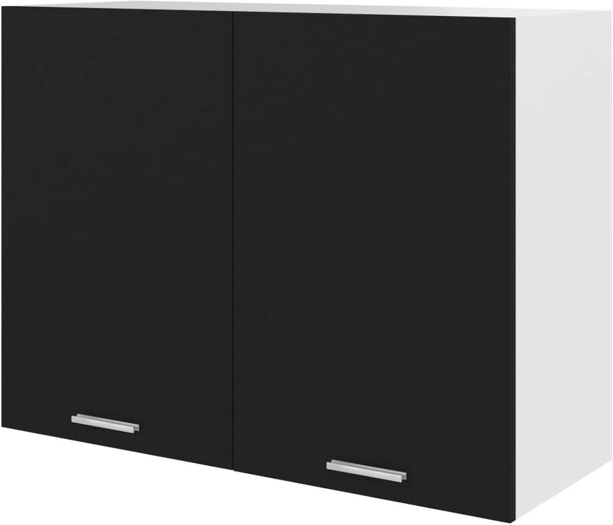Keukenkast - Hangend meubel - Keuken opbergen - Twee deuren - 80 x 31 x 60 cm - Zwart
