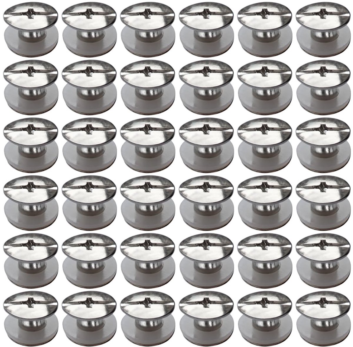 Boekschroeven, 30 stuks, roestvrij staal, M5 x 4 mm, Chicago schroeven, boekbinderschroeven, klinknagels voor leer, tassen, boeken, halsbanden, rugzakken, hondenriem (zilver)