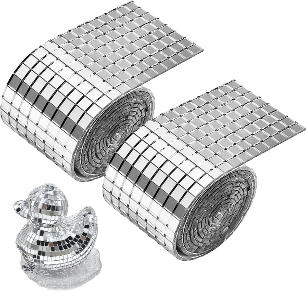 Spiegel, zelfklevend, 5 x 5 mm, mini-mozaïektegels, muursticker, glas, facetballen, spiegel, zelfklevend, voor doe-het-zelf, decoratie en discofeest (zilver)