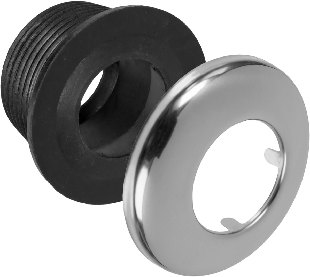 Sifonrubber en muurRozet set, NW 30/40, rubber manchet voor DN40 afvoerbuis binnen Ø 40 mm, 1 ¼" sifonbuis buiten Ø 32 mm, duwRozet met Ø 60 mm buiten, Ø 32 mm binnen, 4 nokken sifonRozet