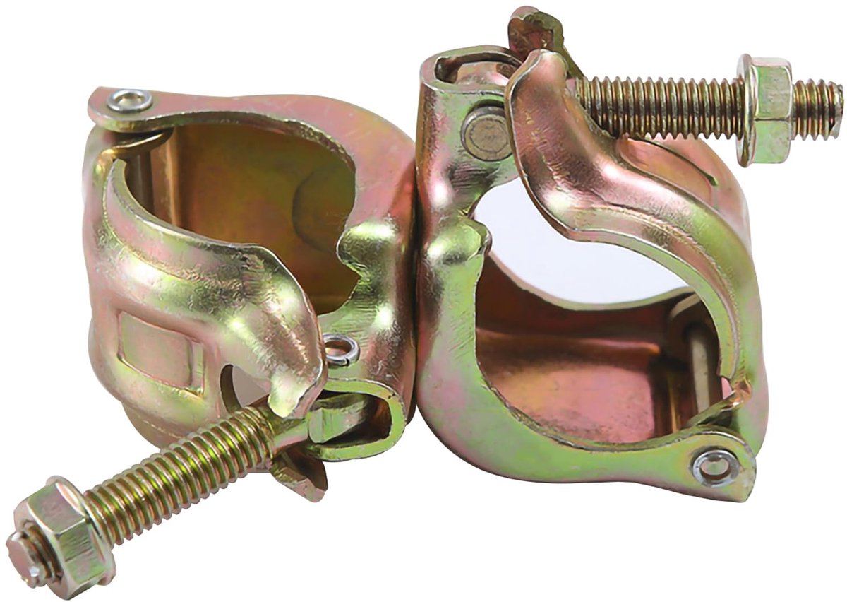 Steiger 48 x 48 mm 2 stuks steigerkoppeling met bandmoer steigerklem 90° voor bevestiging van steigers ankerstang (90°)