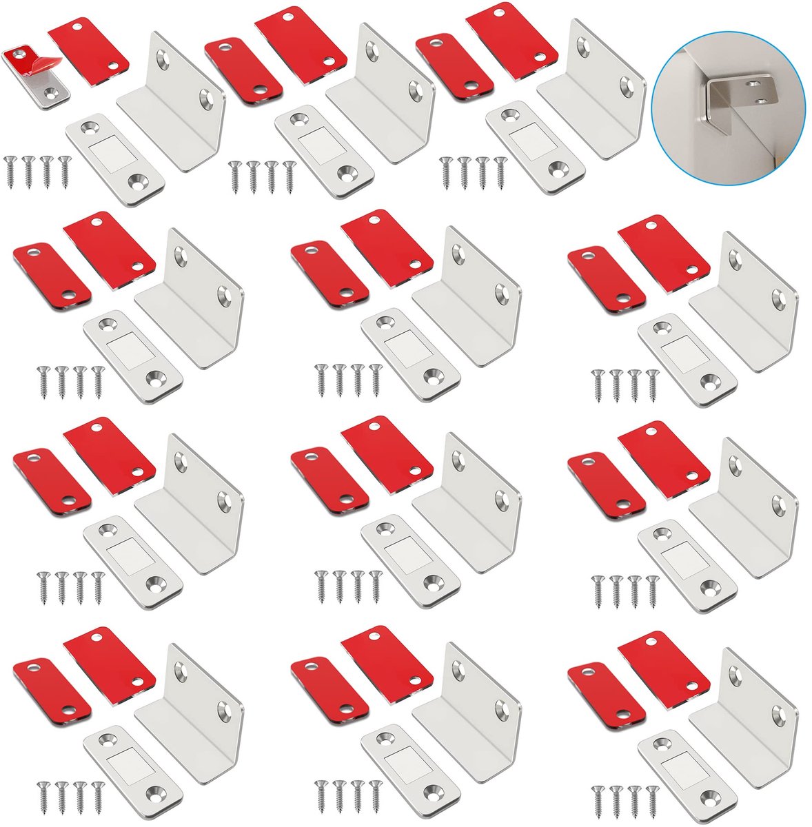 Deurmagneet, 12 stuks, L-vorm, deurmagneet, zelfklevende dozen, magneet, deur, meubels, magneetsluiting, kast, magneten voor kastdeuren, magnetische sloten Moebel