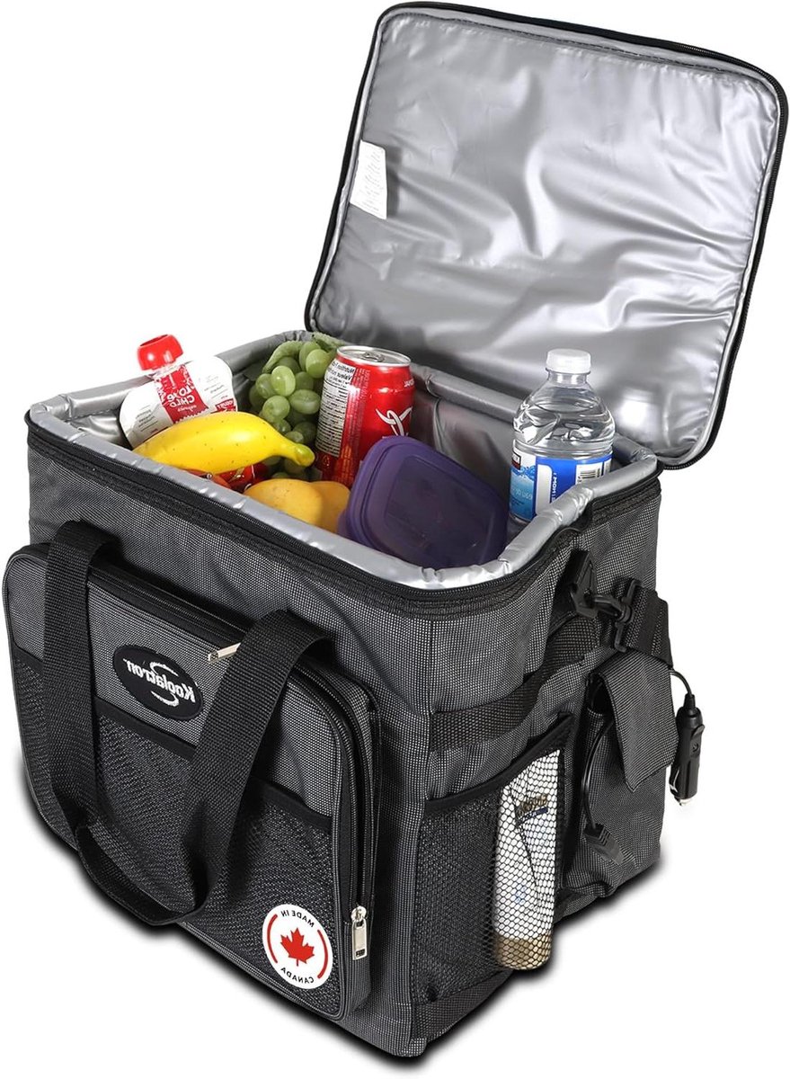 Elektrische Koelbox - Draagbare Koeltas - Reizen en Uitjes - IJsloze Thermische Koeling - 25 Liter - Zwart Grijs