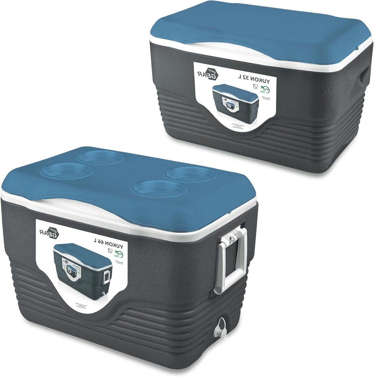 Koelbox Set - Isolatieboxen - Buitenactiviteiten - 47 Uur Koelvermogen - 66 & 32 Liter - Grijs