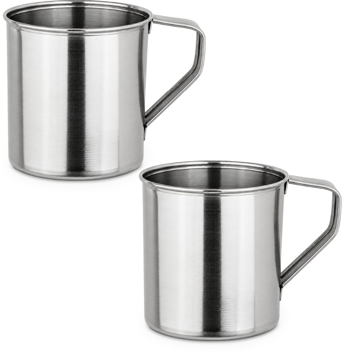 Moritz RVS Beker met Oor 2-delige Set 200 ml – Kampeerbeker Drinkbeker Roestvrij Staal – Onbreekbaar met Stevig Oor voor Warme en Koude Dranken, Kamperen, Tuin en Thuis