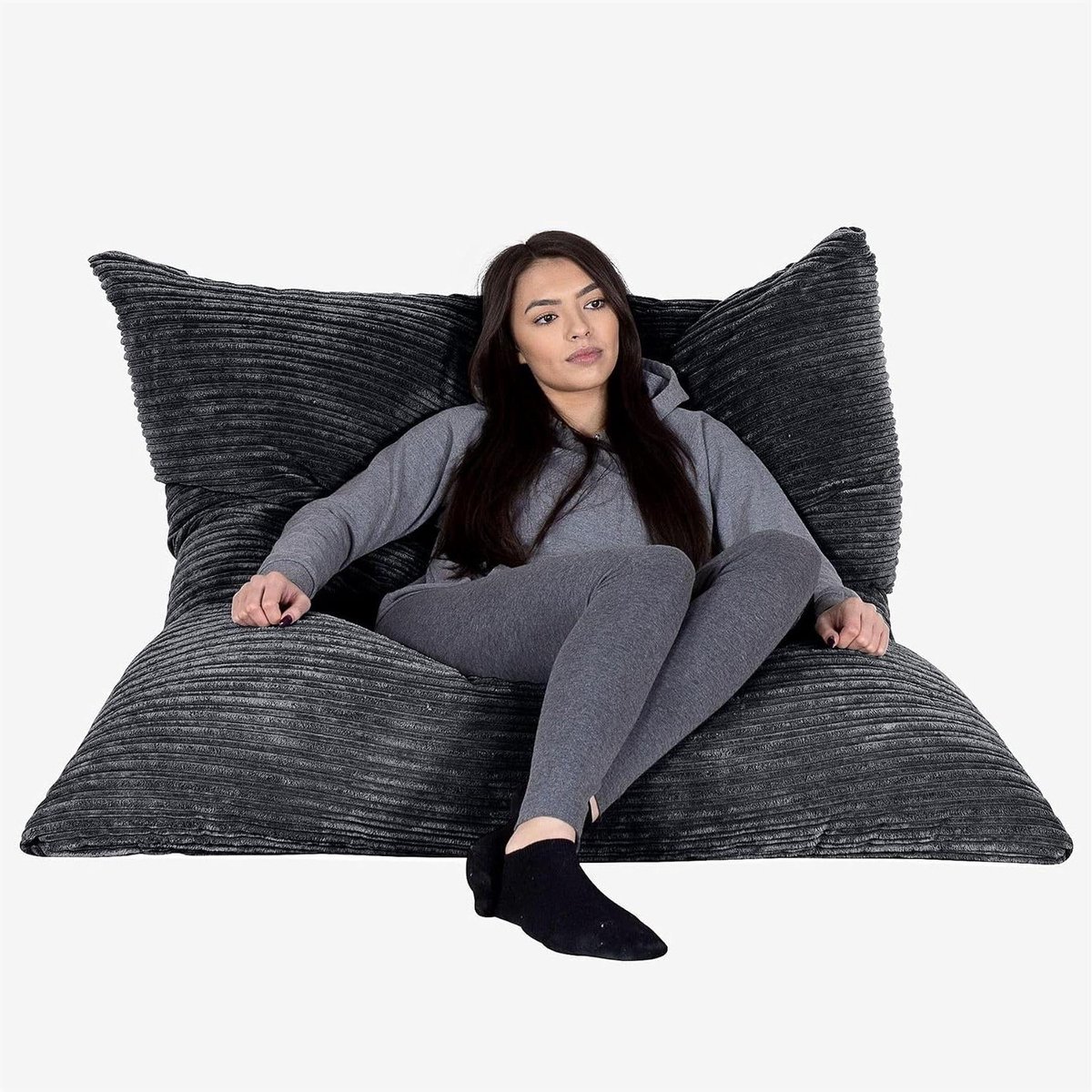 Zitzak XXL - Vloerkussen Pouf - Ontspannen Zitten - Verstelbare Posities - 135 cm - Zwart