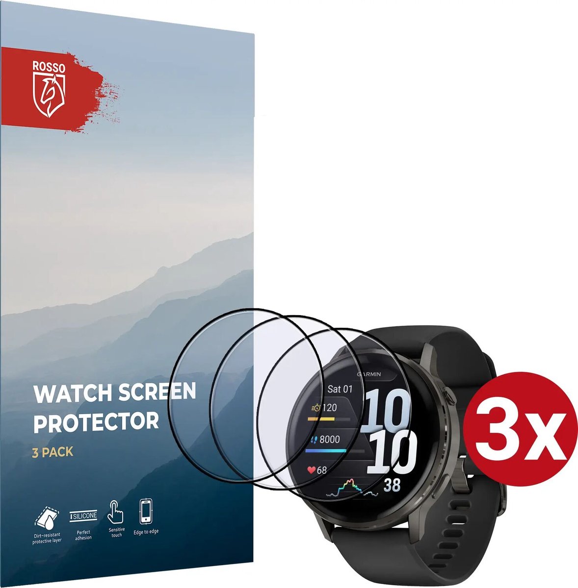 Rosso Hybrid Glass Geschikt voor Garmin Venu 4 41MM - PMMA Glas Screen Protector - Ultradun Plexiglas - Horloge Beschermlaag (3-Pack)