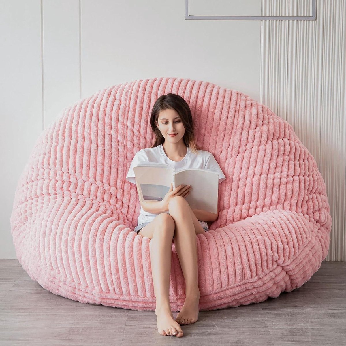 Zitzak Bed - Lounger Sofa - Ontspannen Zitten - Hoge Dichtheid Schuim - 180x180cm - Roze Corduroy