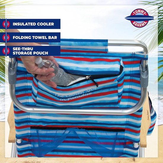 Strandstoel Rugzak - Opvouwbare stoel - Ontspannen aan zee - 5 zitposities verstelbaar - 318 kg - Rood wit blauw — afbeelding 2