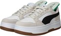 Puma Rebound Femme Low SD dames sneakers in wit, crème en zwart met bruine zolen en PUMA-logo.