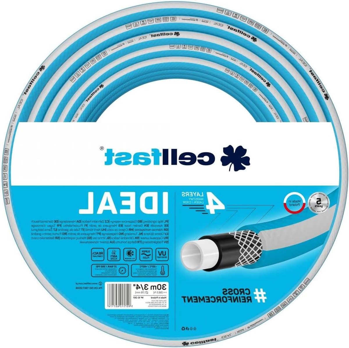 Tuinslang - Flexibele slang - Buiten water geven - UV en algen bestendig - 30 meter 3/4 inch - Blauw