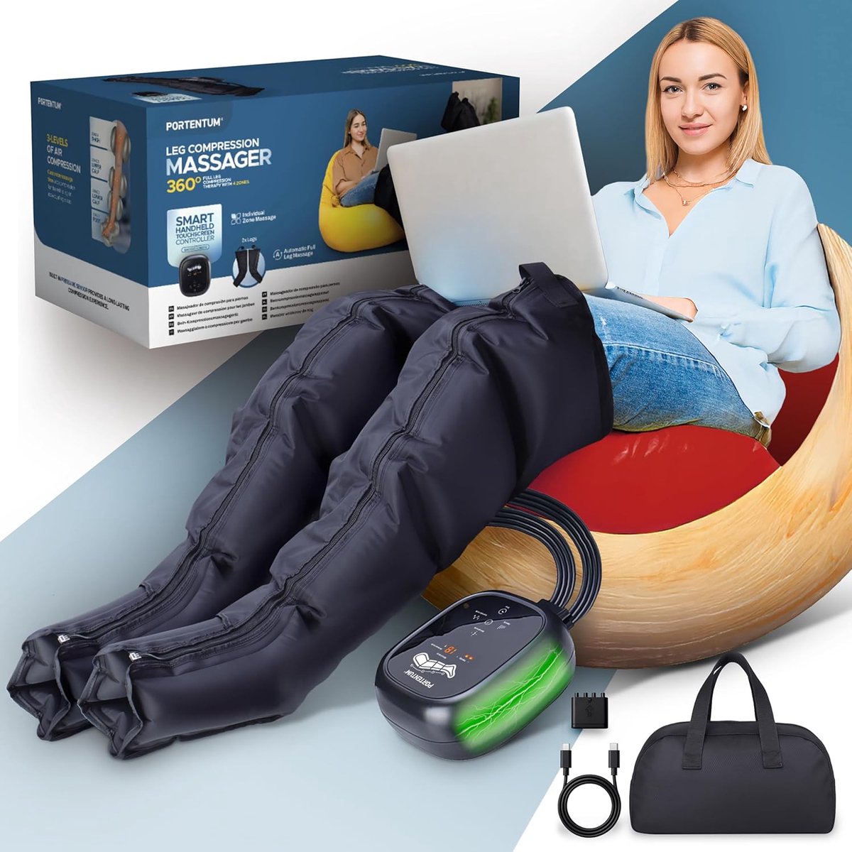 Beenmassageapparaat - Luchtcompressie Massage - Draadloos - 8 Massagemodi - Voor Vermoeide Benen & Spierherstel