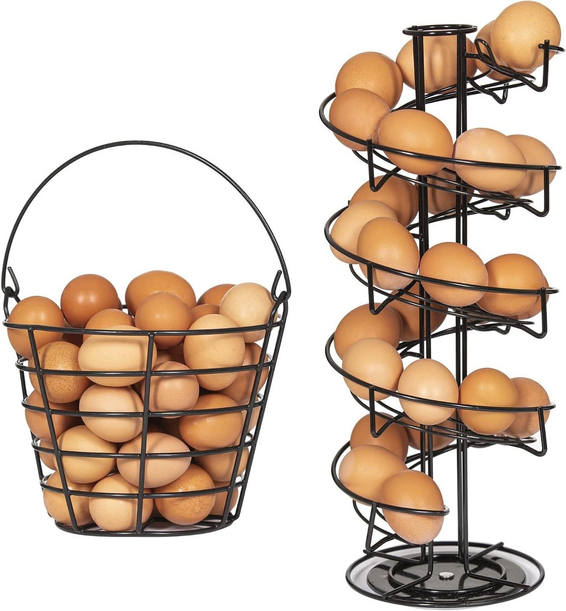 Eierdoseerrek - Eierhouder - Keuken Organiseren - Roterend spiraalontwerp - 39 cm hoog - Zwart