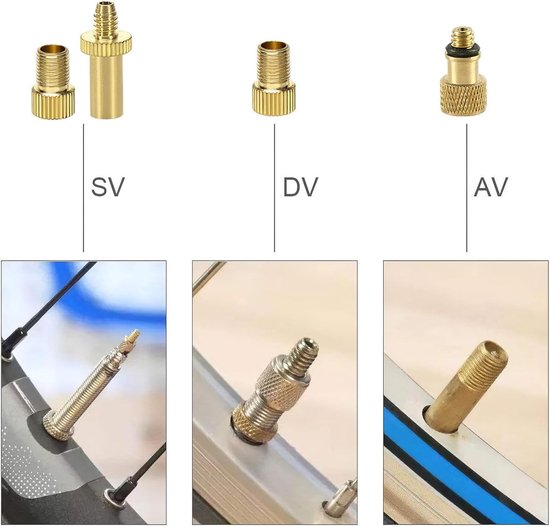 Allecto Plus - 16-delige set voor balpomp en fietsventieladapter, met DV/AV/SV - Handig voor fietsbanden oppompen. — afbeelding 3