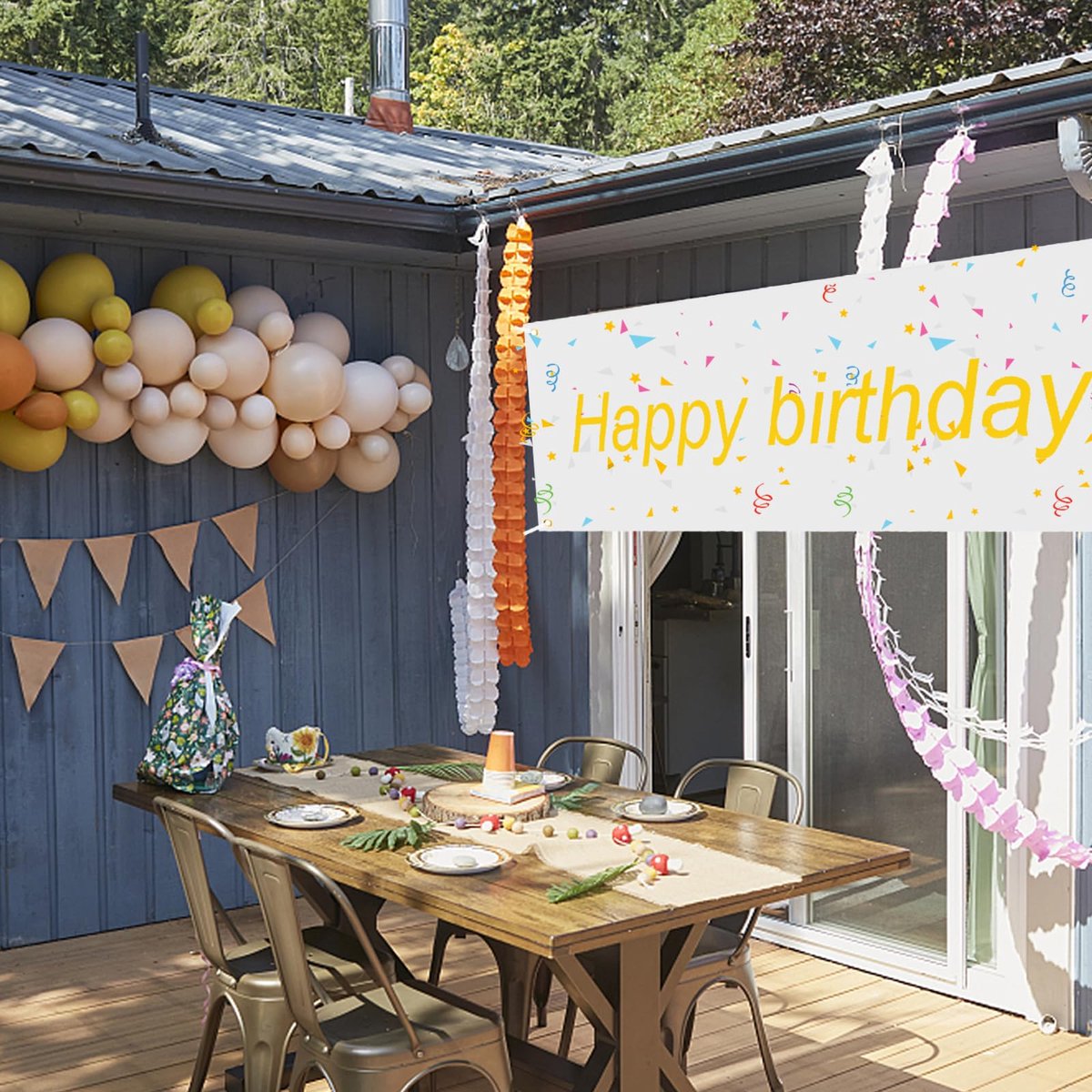 Banner wit 180 x 100 cm, lege banner met 6 m hangend touw, polyester voor doe-het-zelf schilderijen, bruiloft, verjaardag, feesten, outdoor