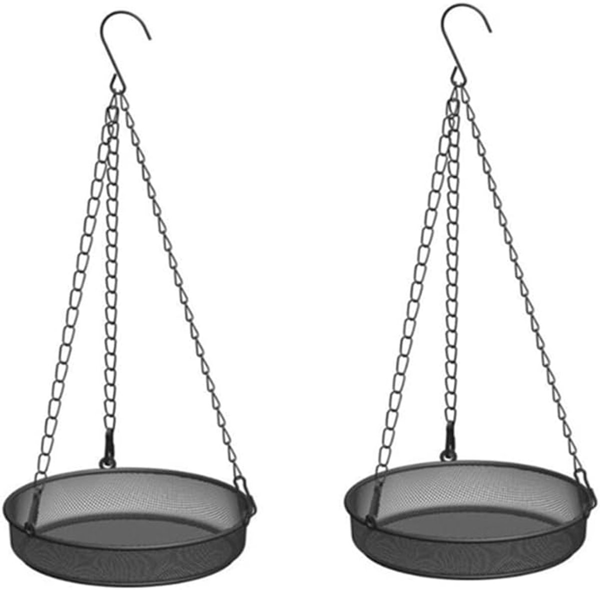 2-delige hangende vogelvoeder met bak, metalen gaas hangende vogelvoeder voor grote vogels, buitenvogelvoederplatform hangende bak, voor buiten patio decoratie, trekt wilde vogels aan in de
