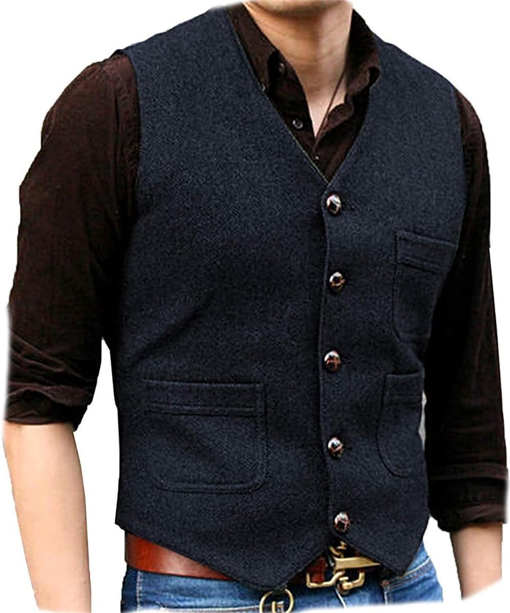 Vintage klassieke wollen kostuumvest voor heren, formeel, regular fit, gilet voor bruiloft, gilet