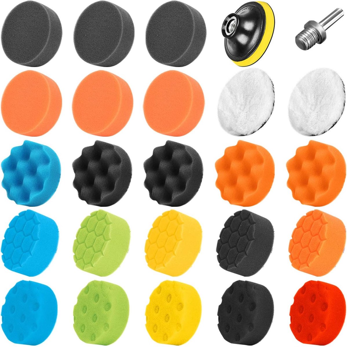 Polijstspons, 25-delig, 80 mm polijstsponzen, polijstpad, sponset met polijstpad, set en polijstborstel, polijstset voor boormachine, voor polijstmachine