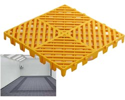 Modulaire Garagevloertegels - Drainage Tegels - Voorkomt Uitglijden - Mesh Drainage Ontwerp - 50x50x5 cm - Geel