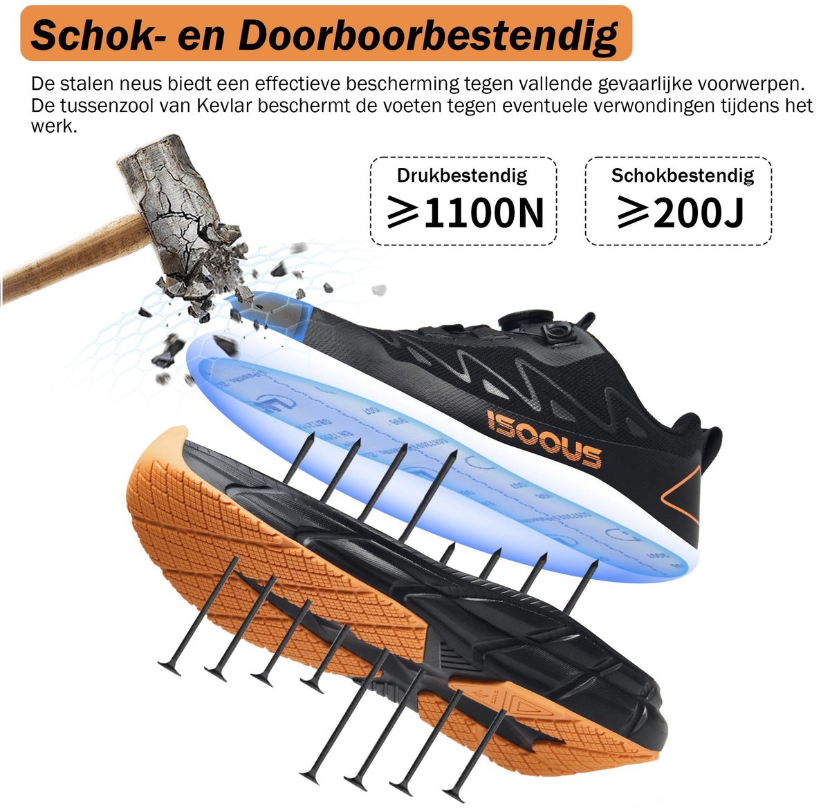Werkschoenen S3S EU42 - Waterdichte Stalen Neus - Antislip en Lichtgewicht - Ideaal voor Veiligheid op de Werkvloer - SnelShoppen
