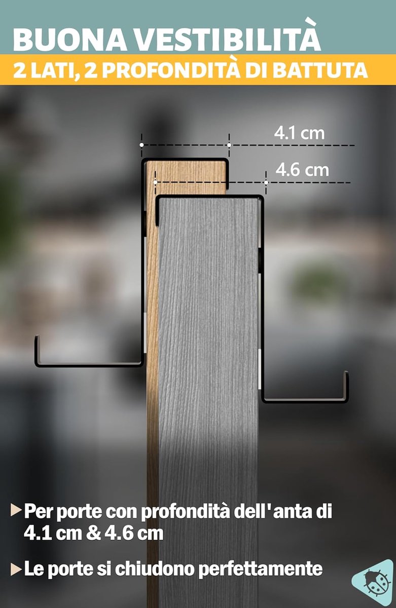Deurhaken XXL budget zwart_46mm - 10er Set IT Appendiabiti da Porta - 10 x ganci appendiabiti appendi abiti per poort 46 mm, neri - attaccapanni da porta