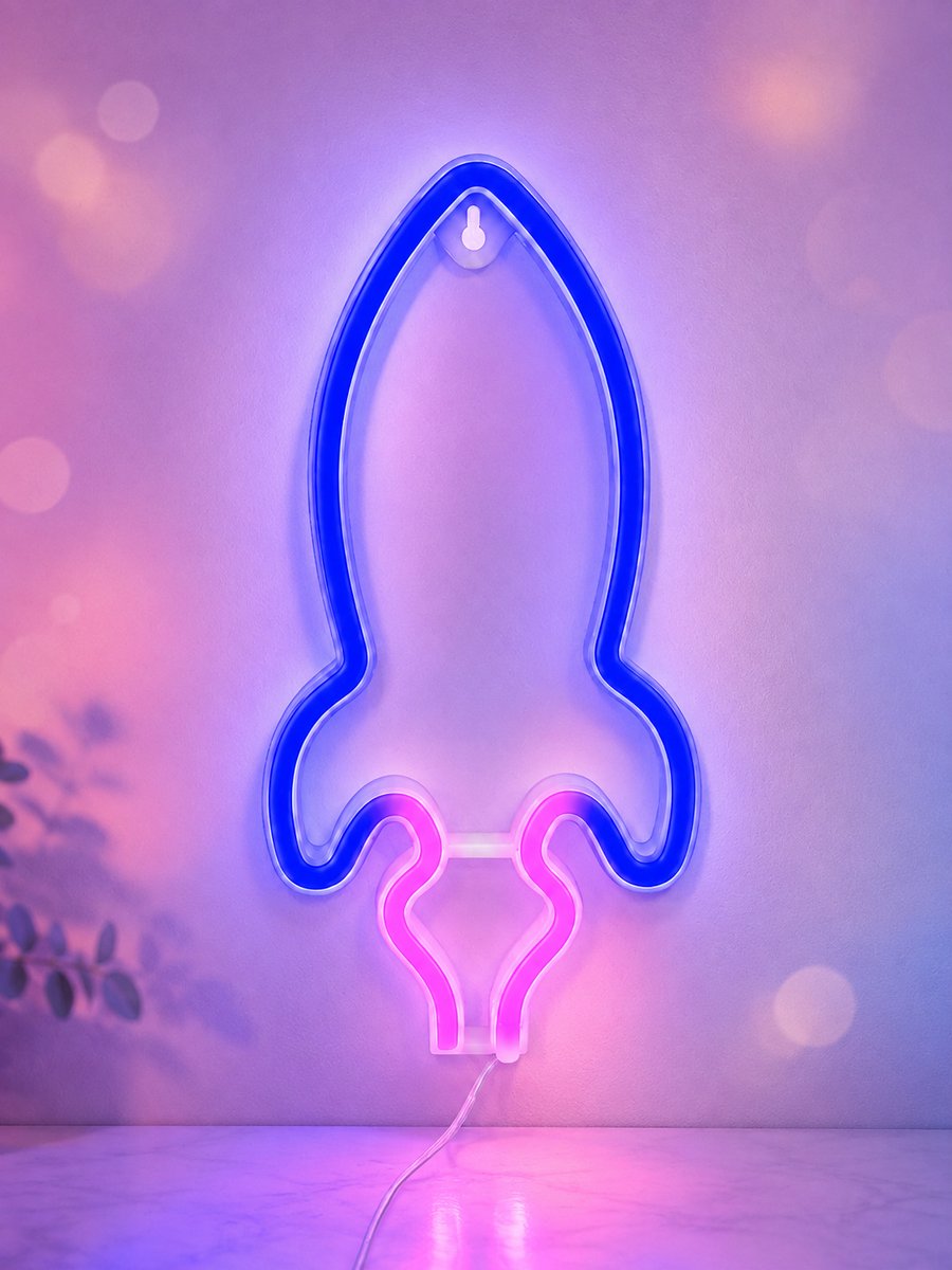 ZoeZo Neon wandlamp Raket - LED - Neon verlichting - LED lamp - Neonlicht - Sfeerverlichting - Blauw