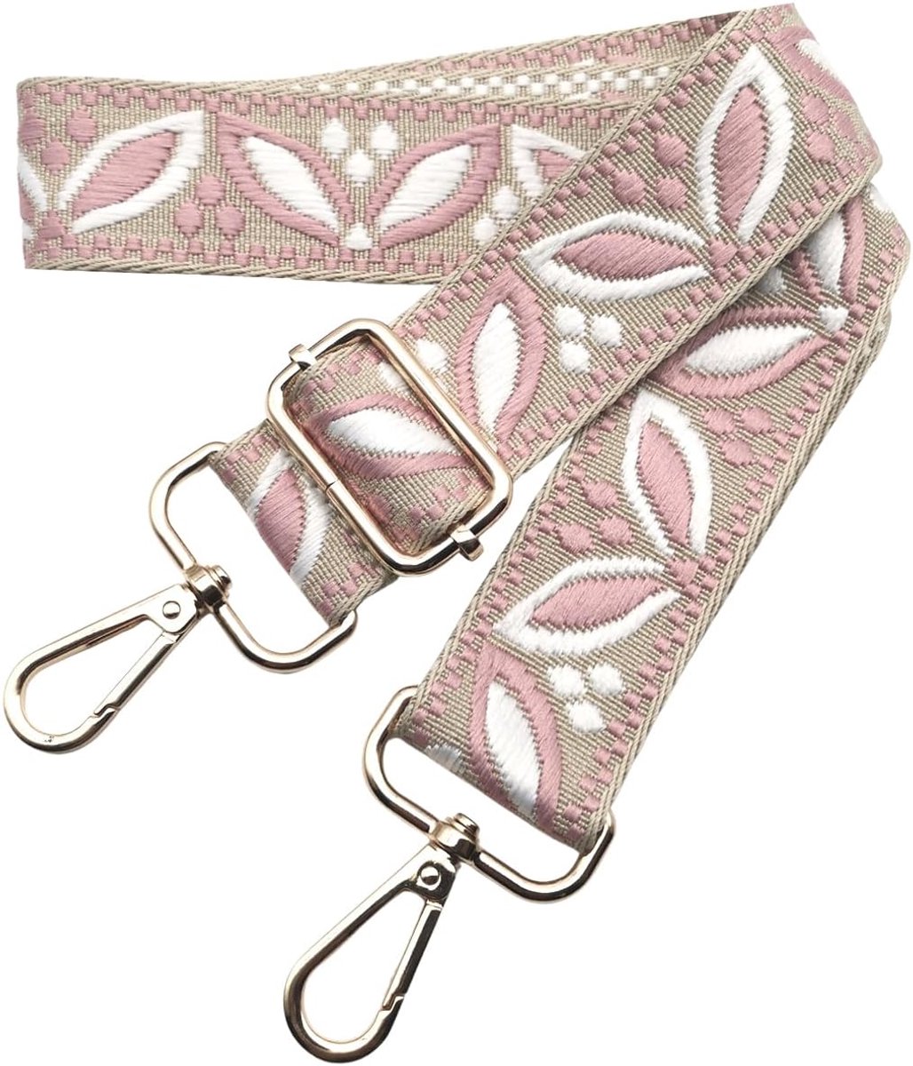 Schouderriem voor handtas multicolor, verstelbare vervangende brede schouderriem met gouden karabijnhaak, 3,8 cm, comfortabel en duurzaam voor dames crossbody, beige-roze, 605