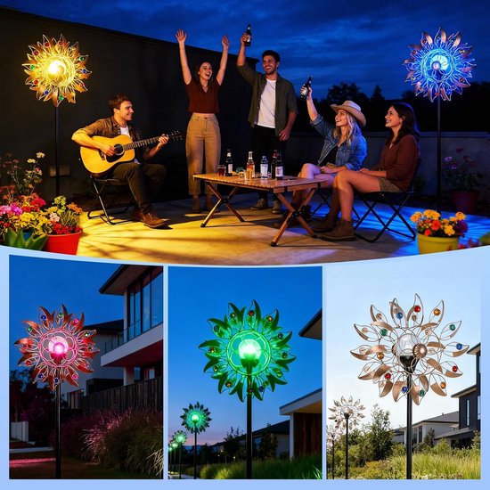 Windmolen voor de tuin, metaal, windgong voor buiten, 3D-look, windspinner, spinner, sculpturen, windvanger voor buitenterrassen, patio, gazon — afbeelding 5