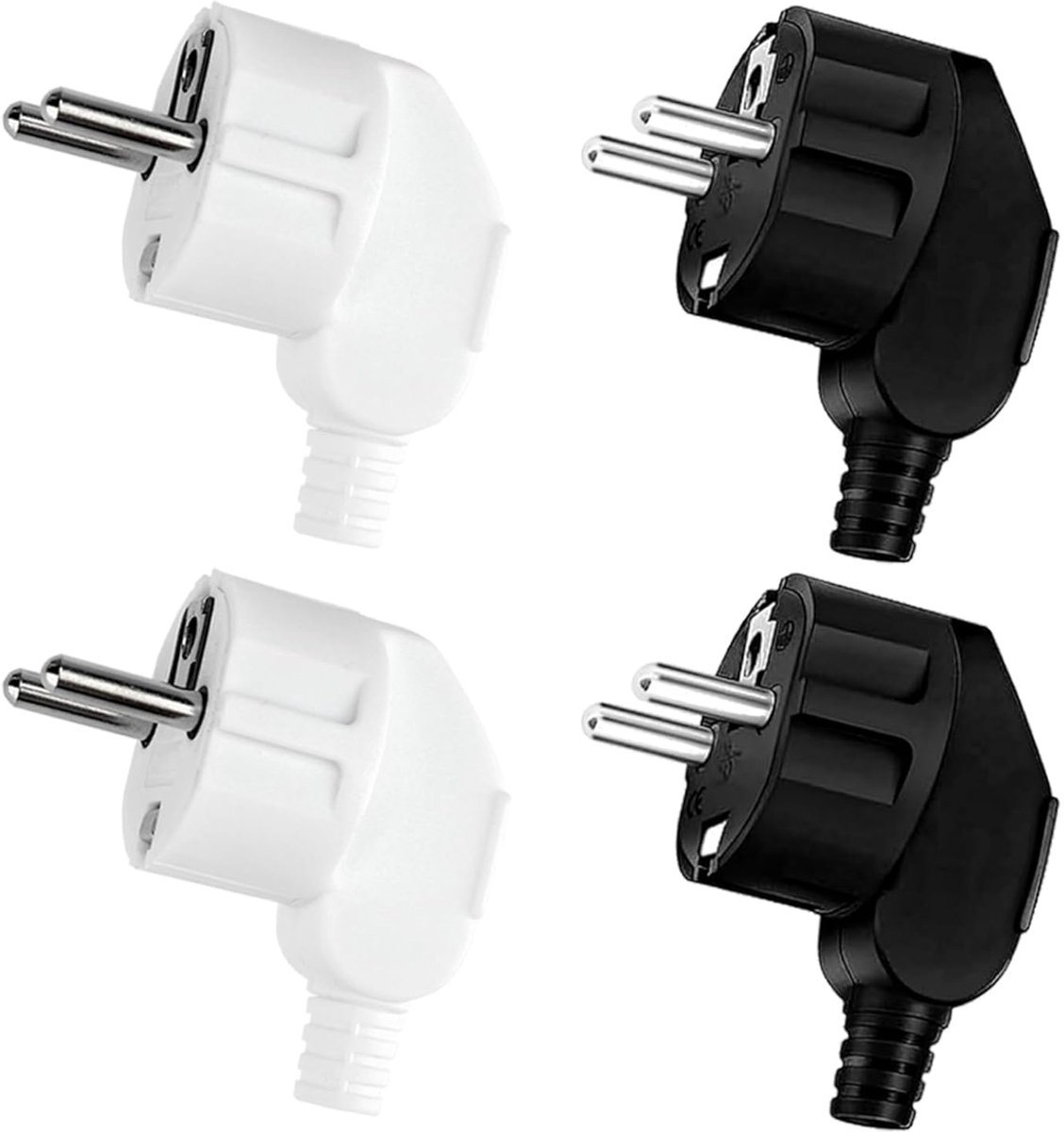 Stekkers, stekkers, Schuko-stekkers waterdicht, geaarde stekkers, stekker met sproeiwaterbescherming 230V met trekontlasting, (zwart+wit)