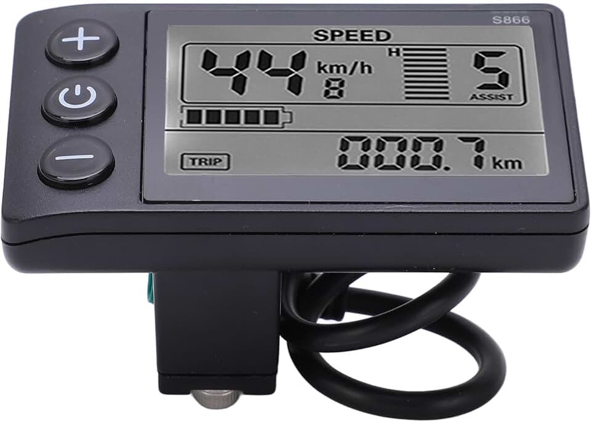 Health Gear S866 LCD-meetinstrument voor elektrische fiets, lcd-meetapparaat voor elektrische fiets, lcd-display, 24 V, 36 V, 48 V, waterdicht stopcontact
