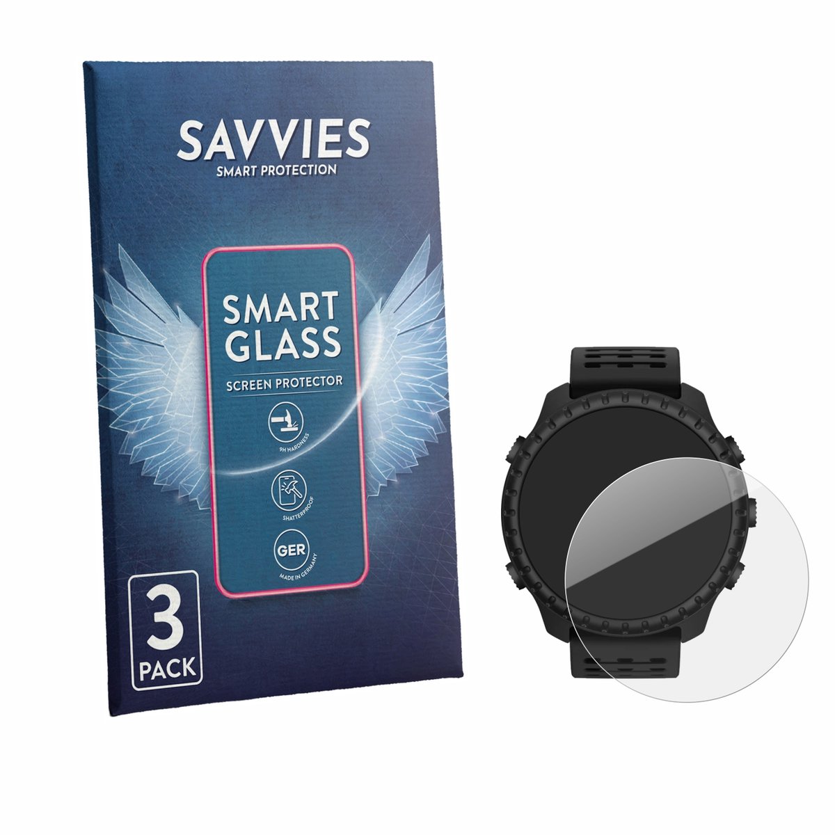 3 Stuks Savvies Screenprotector - geschikt voor Suunto Core 2 - beschermfolie glas transparant