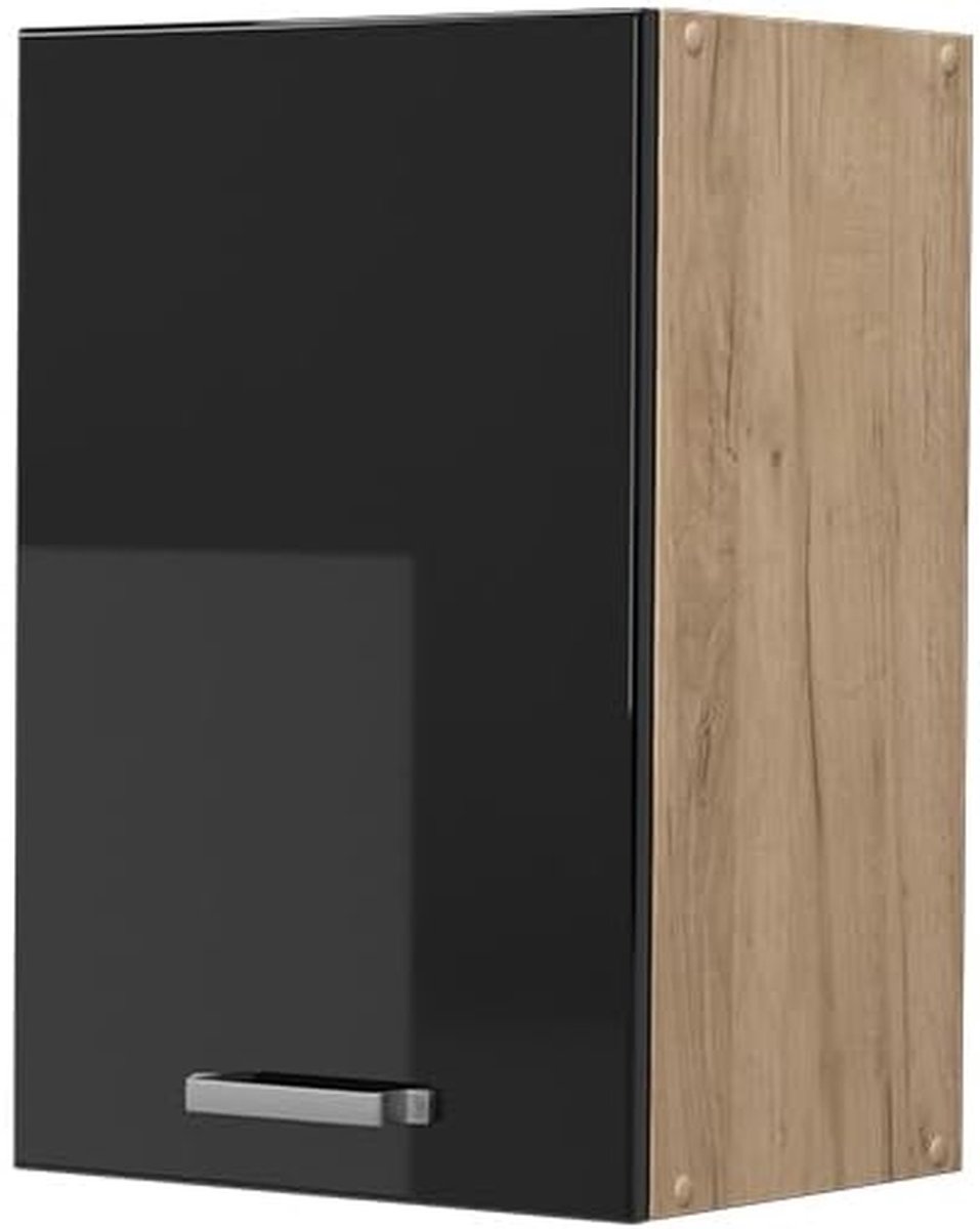 Hangende Keukenkast - Keukenmodule Muurkast - Keuken Opbergen - Modulair Ontwerp - 40 cm Breed - Zwart Hoogglans
