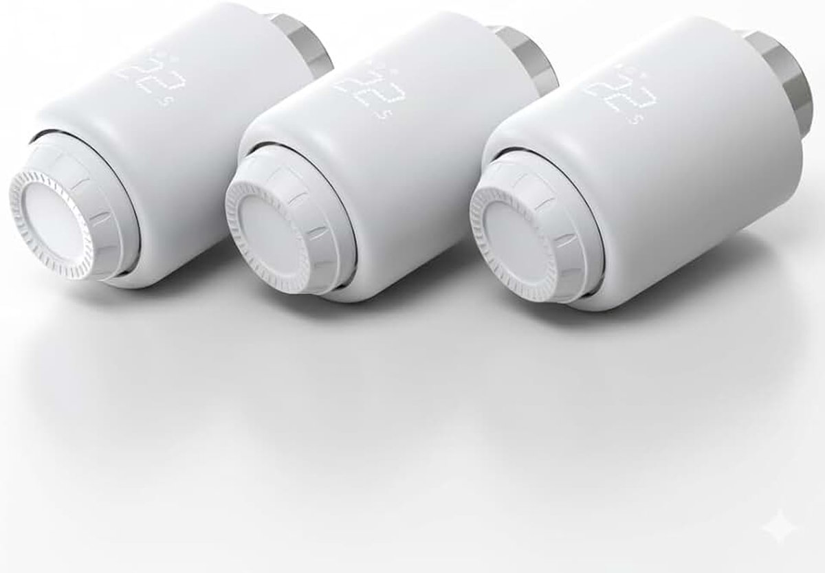 Thermostaatventiel, wifi, radiatorventiel, draadloze afstandsbediening, temperatuurregelaar, thermostaat, radiatorventiel voor radiatoren, 3 stuks