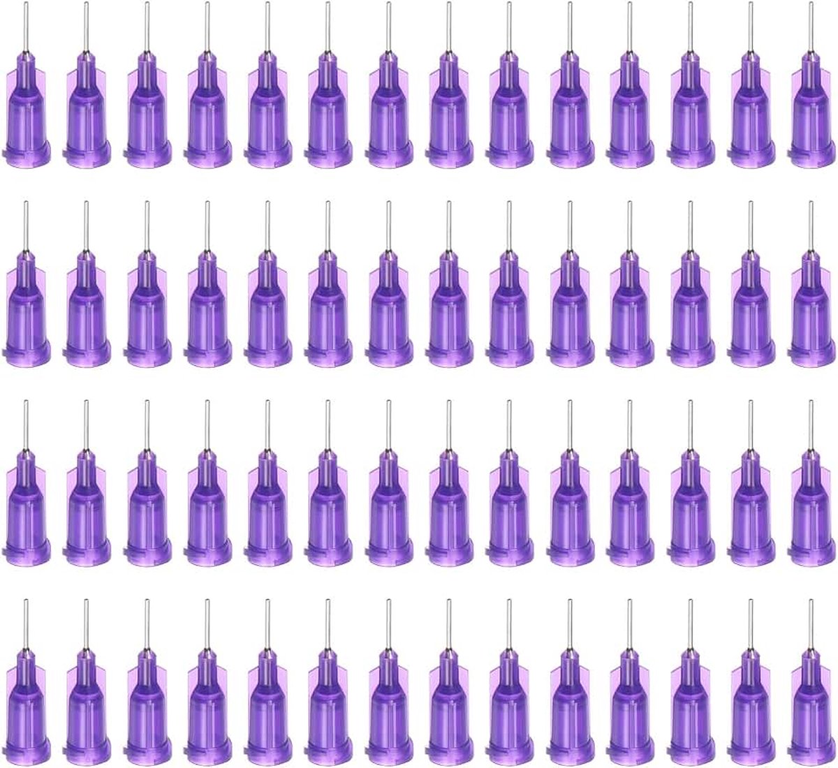 Industriële afgeschuinde puntennaald 21 G lengte 1/4 inch met luer-lock-schroefaansluiting, doseernaald voor vloeibaar lijmpistool, 100 stuks (paars)