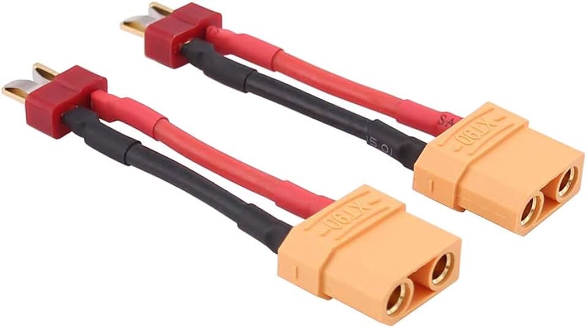 2pcs Male Deans T plug to Female XT90 Connector Adapter with 14awg 2in Cable(C102-2)