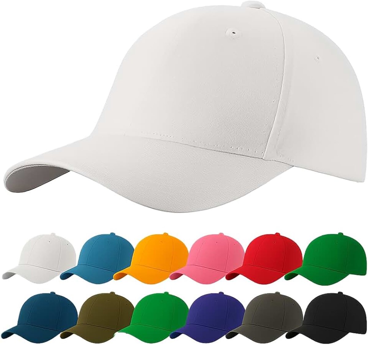 Pet Zwart voor Heren & Dames – Verstelbare Unisex Pet 54–60 cm – 100% Katoen, Ademend & Lichtgewicht – Baseball Cap Zonder Logo voor Dagelijks Gebruik, Sport & Vakantie