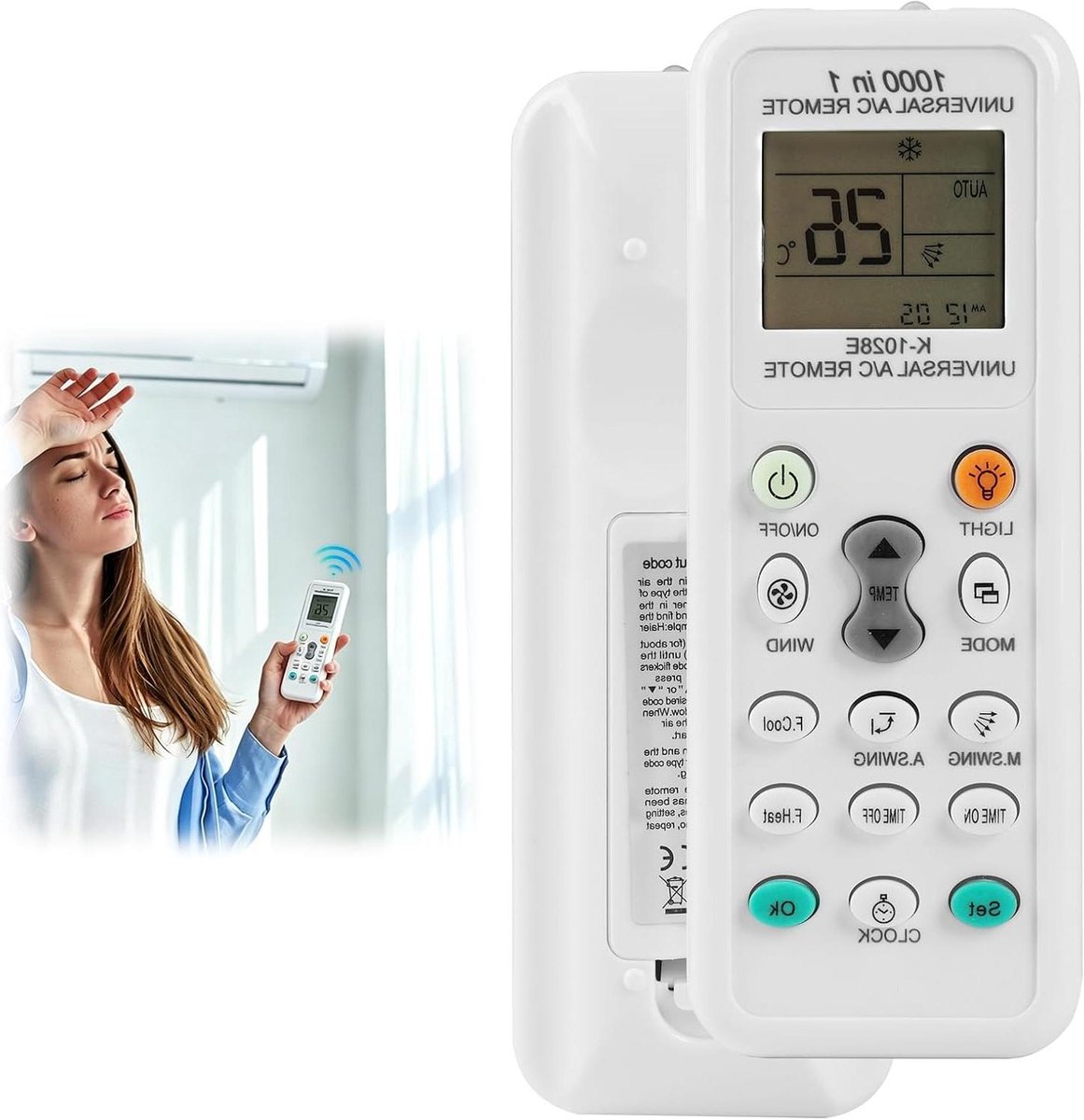Universele Airco Afstandsbediening - AC Controller - Airco Bedienen - 1000 Merken Compatibel - 10 Meter Bereik - Wit