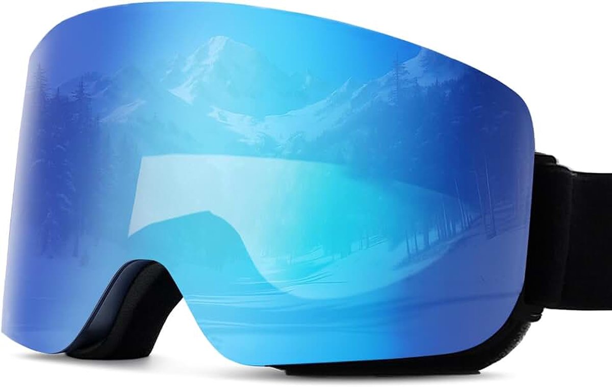 Skibril met anticondens, voor brildragers, UV400-bescherming, HD gepolariseerde dubbele lens, antislip en verstelbare band, helmcompatibele sneeuwbril voor dames en heren