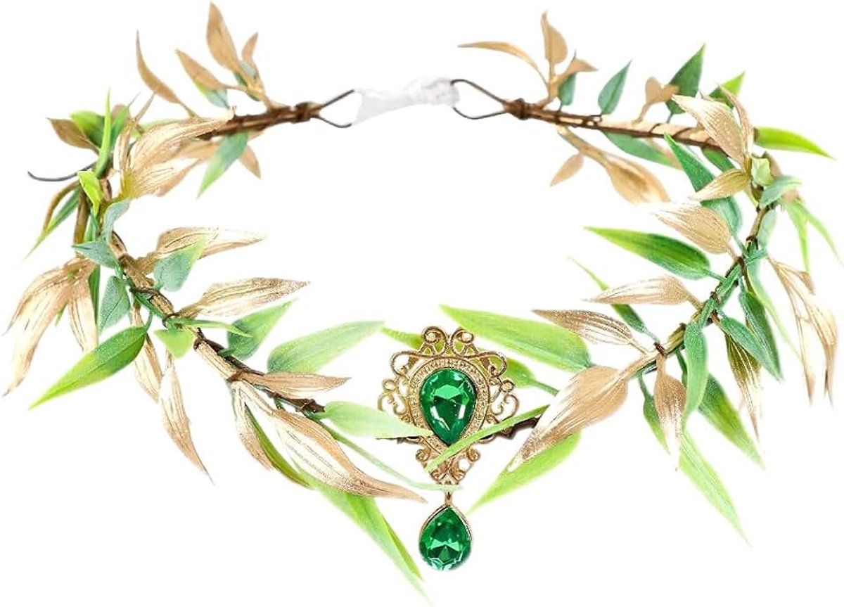 Bos Groene Hoofdband, Bos Fee Kroon Hoofdband, Bos Elf Blad Hoofdtooi，geschikt Voor Feest, Bruiloft en Dagelijkse Accessoires.