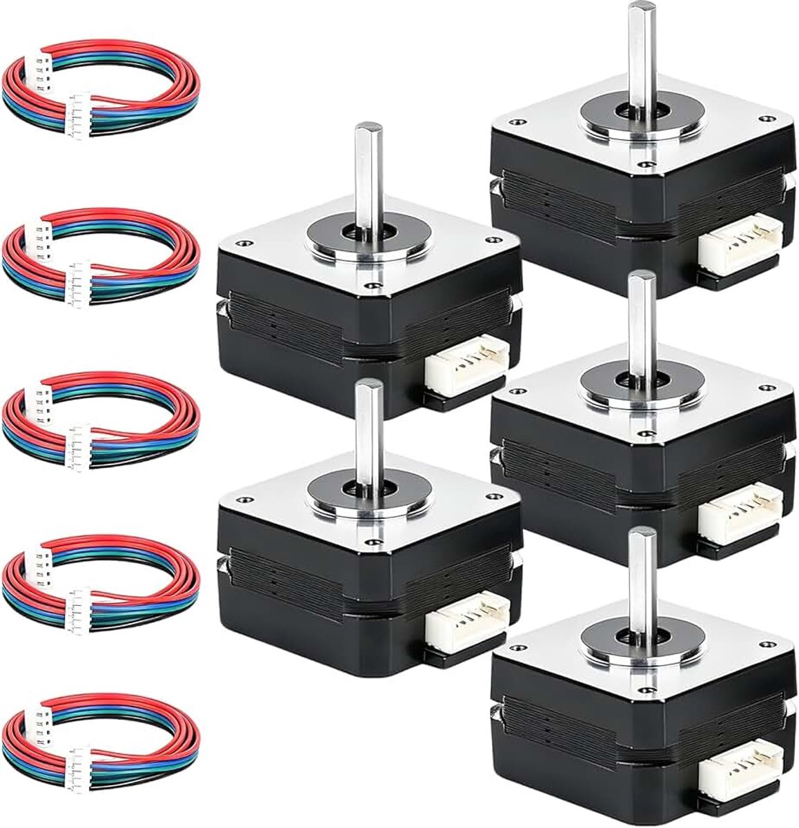17 stappenmotor, 5 stuks, 42 x 23 mm, 17HS4023 pancakemotor, 3,6 V, 1 A, 16 Ncm, houdkoppel 2 fasen, 4 draden, 1,8 graden, met 1 m kabel voor 3D-printer, CNC-freesmachine, robotarm, lasergravure